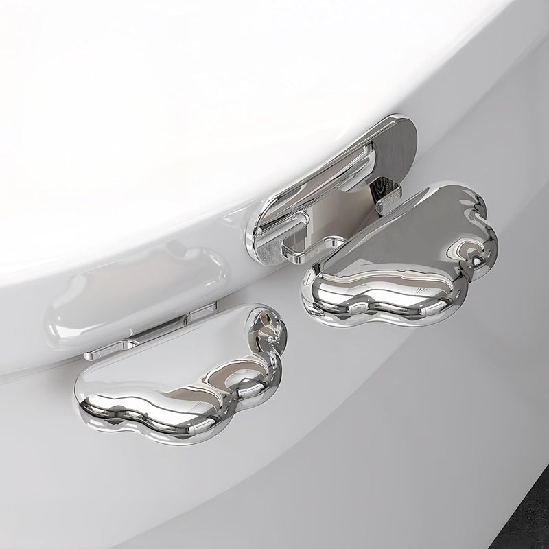 werdecade 2Pcs Toilet Seat Lid Lifter Self Adhesive ABS Cute Clouds Toilet Seat Holder Lift for Toilet Lid,Drawers,Bathroom,Home Decor,Office (Silver) - Image 3